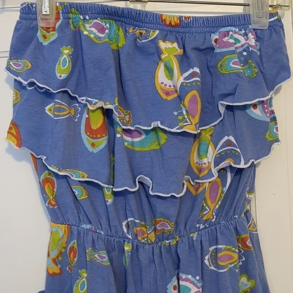 90s Malibu Barbie Comfy Cotton Beach Romper Swim Coverup Srapless Playsuit Small - Picture 4 of 7